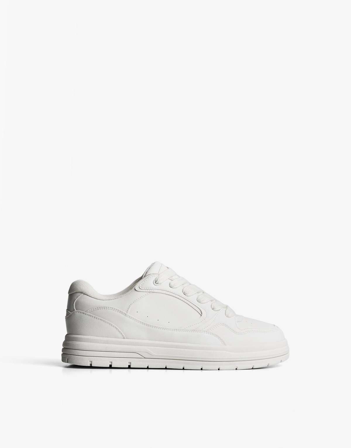 Bershka Basic street-style trainers in white