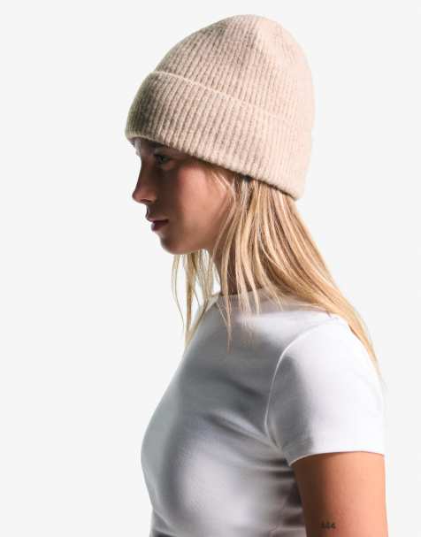 Bershka – Basic-Strickmütze in Beige - view 1