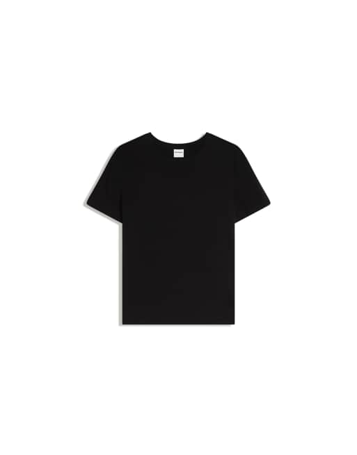 Bershka – Basic – Svart t-shirt med korta ärmar, 4 av 4