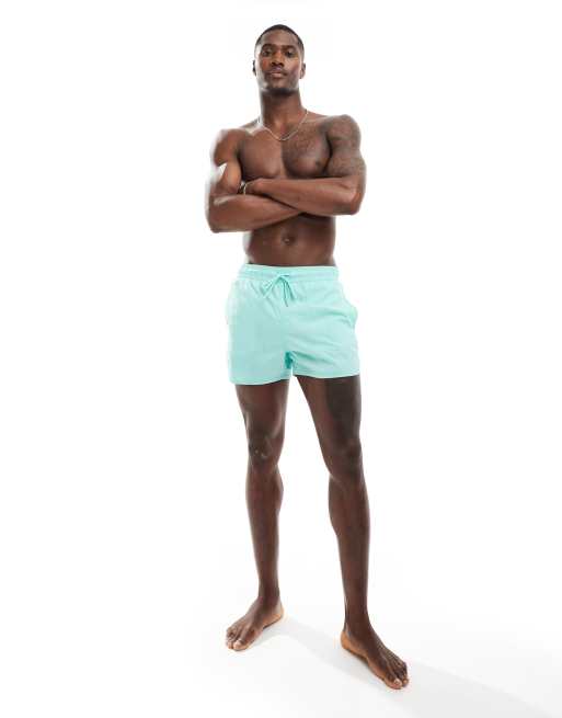 Bershka basic swim short in turquoise