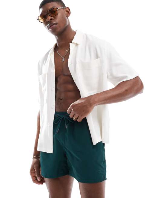 Bershka basic swim shorts in dark green