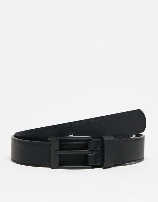 Bershka basic thin belt in black | ASOS