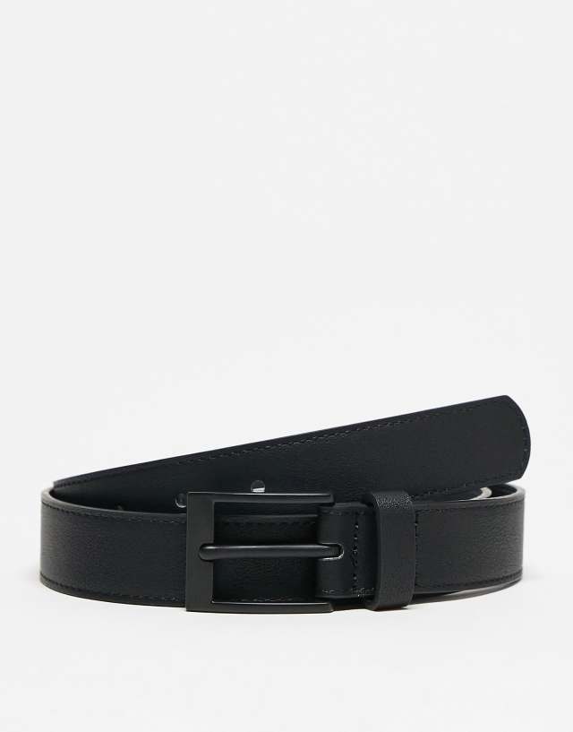 Bershka basic thin belt in black