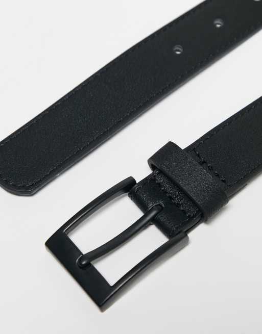 Bershka basic thin belt in black