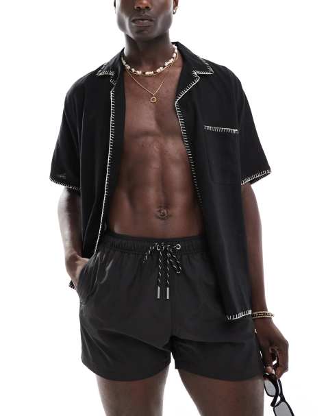 Bershka - Basic zwemshort in zwart - view 1