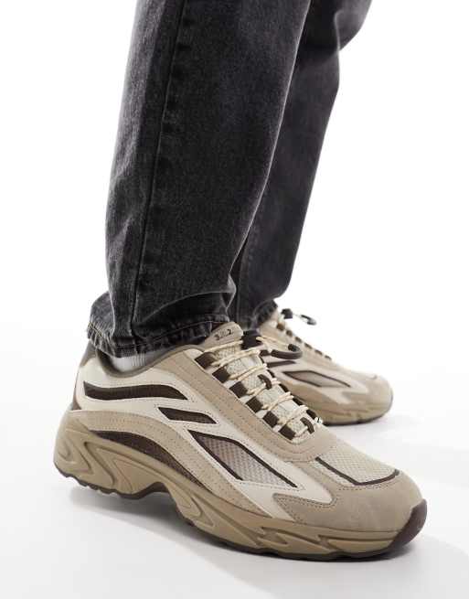 Bershka - Baskets chunky à empiècements - Beige 
