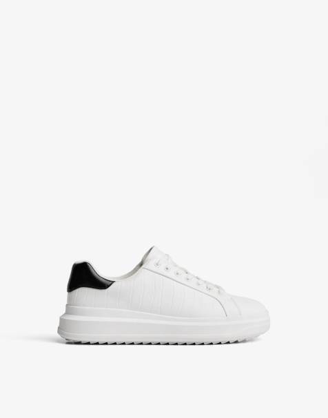 Bershka - Baskets chunky embossées - Blanc - view 1