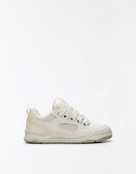 Bershka - Baskets chunky style skateur - Blanc - view 1