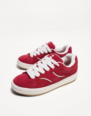 Baskets Bershka Slip-on Rouge Pointure 37 - Toile, Femme, Neuf Sans Emballage