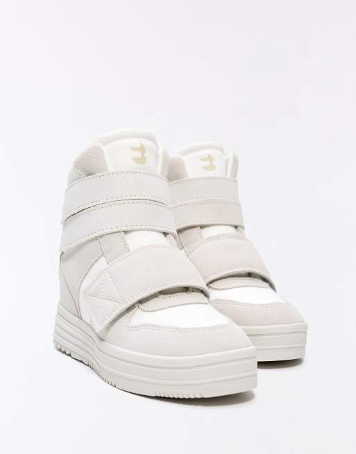 Bershka baskets montantes à semelle compensée cachée blanches, 3 de 6