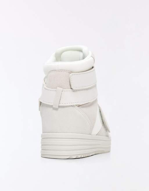 Bershka baskets montantes à semelle compensée cachée blanches, 6 de 6