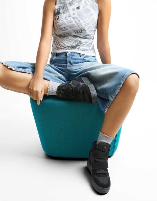 Bershka - Baskets montantes à semelle compensée - Noir , 5 de 5