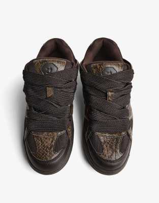 Bershka - Baskets style skateur à imprimé animal-Multicolore