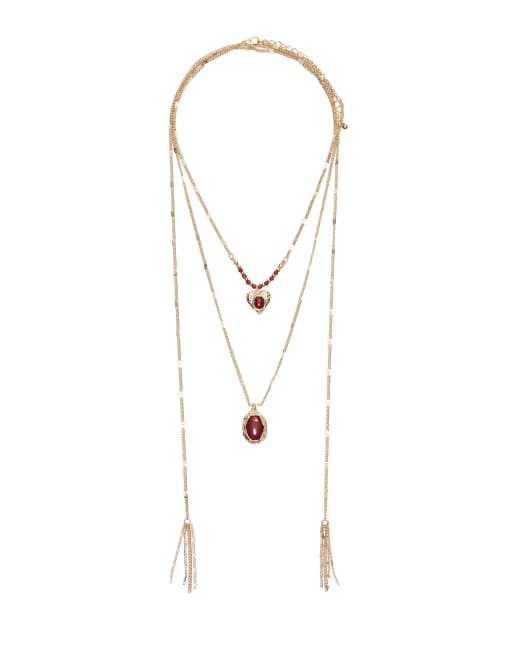 Bershka Beaded necklace pack in gold, 4 of 4