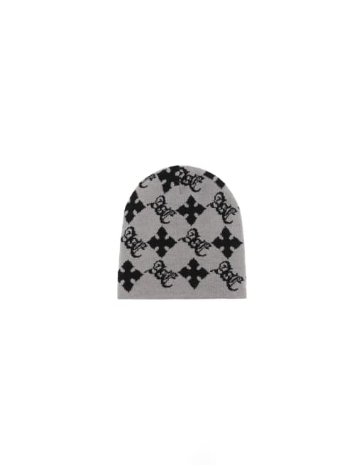 Bershka Beanie mit Print in Grau, 4 von 4