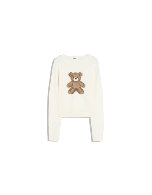 Bershka Bear striktrøje med rund hals i ecru, 5 af 5