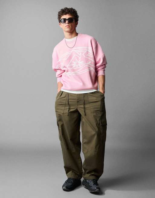 Bershka – Bedruckter Pullover in Rosa mit Rundhalsausschnitt, 2 von 4