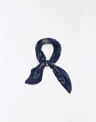 Bedrucktes Halstuch in Blau-Marineblau Marineblau M
