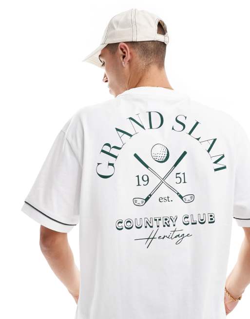 Bershka – Bedrucktes T-Shirt in Weiß mit „Country Club“-Rückenprint