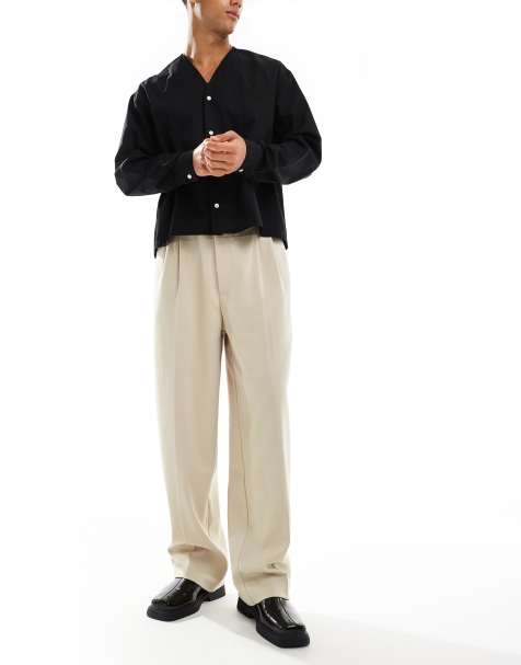 Bershka – Beiga, baggy, figursydda byxor - view 1