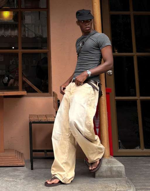 Bershka - Beige barrel-jeans, 3 af 7