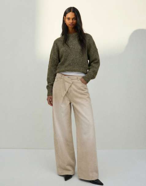 Bershka – Beige byxor med barrelben - view 1