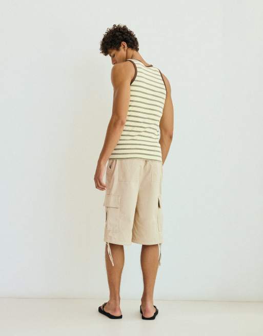 Bershka - Beige cargo-bermudashorts med brede ben, 2 af 4