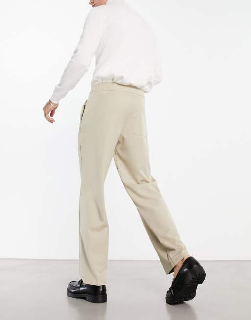 Bershka - Beige elegante skræddersyede bukser med løs pasform, 2 af 4