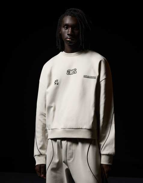 Bershka - Beige firkantet sweatshirt med broderi - view 1
