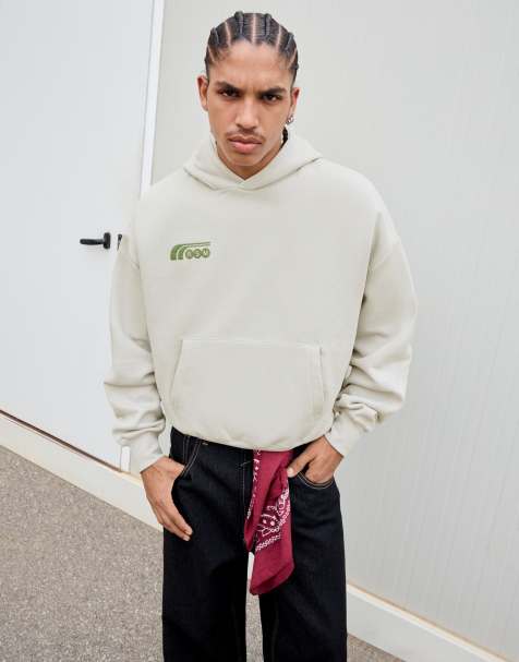 Bershka – Beige huvtröja med tryck - view 1