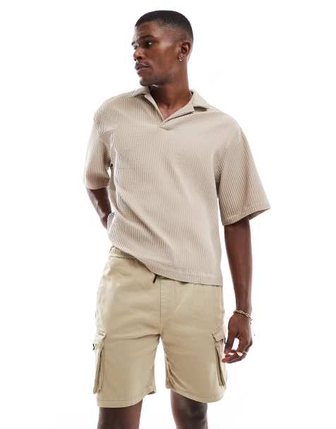 Bershka - Beige jogging-bermudashorts i cargo-stil - view 1