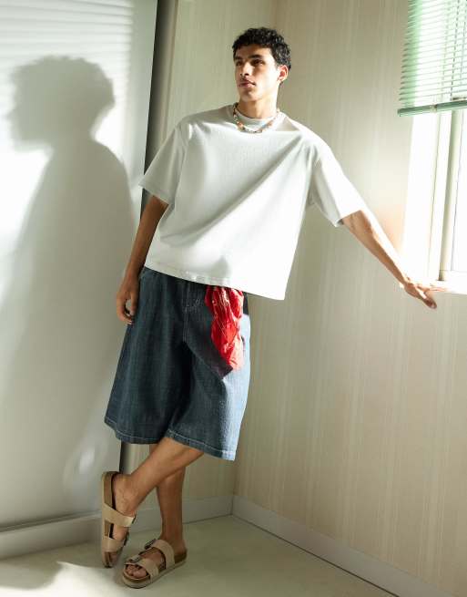 Bershka - Beige kraftig oversized T-shirt i firkantet pasform, 3 af 4