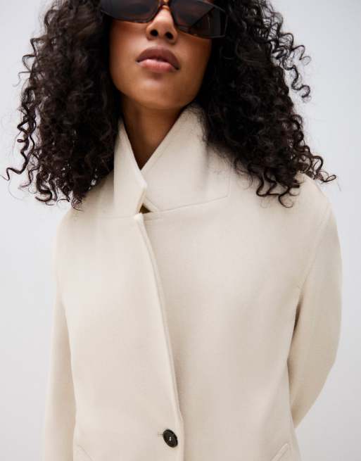 Bershka – Beige, lång, mjuk kappa, 4 av 7