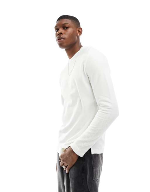 Bershka - Beige langærmet t-shirt med vaffelstruktur 