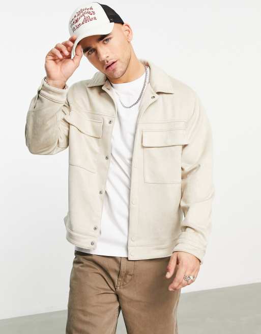 Bershka – Beige mockajacka med dubbla fickor