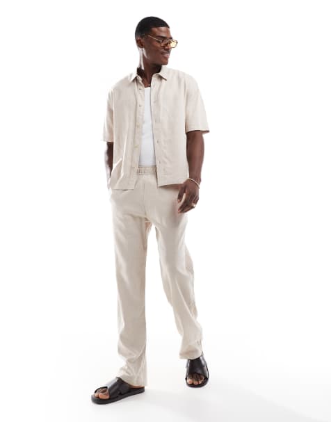 Bershka – Beige set i linnerikt tyg - view 1
