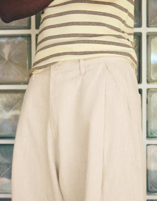 Bershka - Beige superposede bermudashorts i hør, 4 af 4