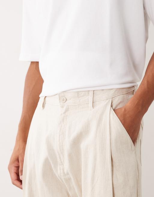 Bershka - Beige superposede bukser i hørblanding, 2 af 5