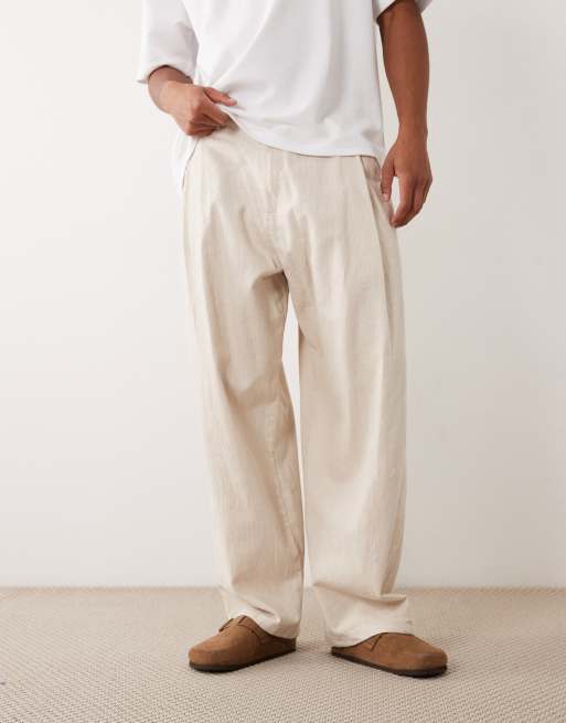 Bershka - Beige superposede bukser i hørblanding, 5 af 5