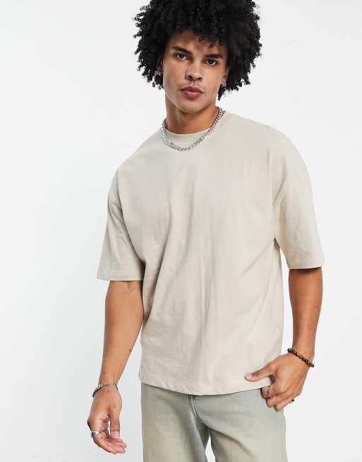 Bershka – Beige t-shirt i oversize