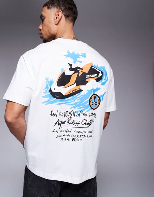 Bershka - Beige T-shirt med speedbådsprint