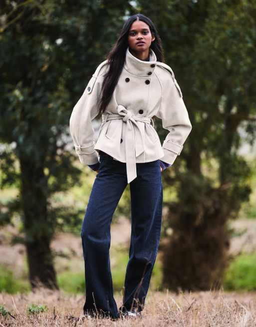 Bershka - Beige trench-jakke med ståkrave, 2 af 5