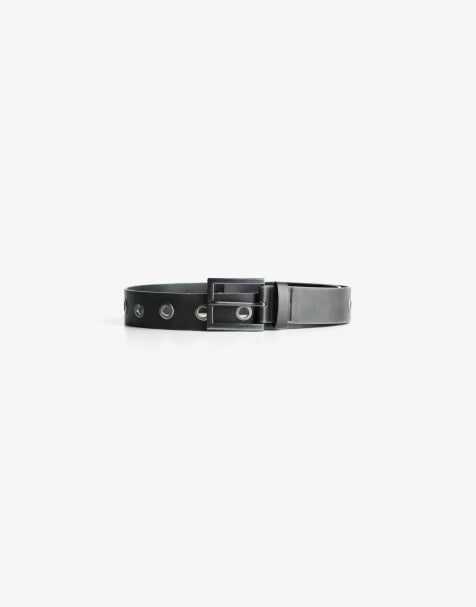 Bershka Belt with eyelets in black - view 1