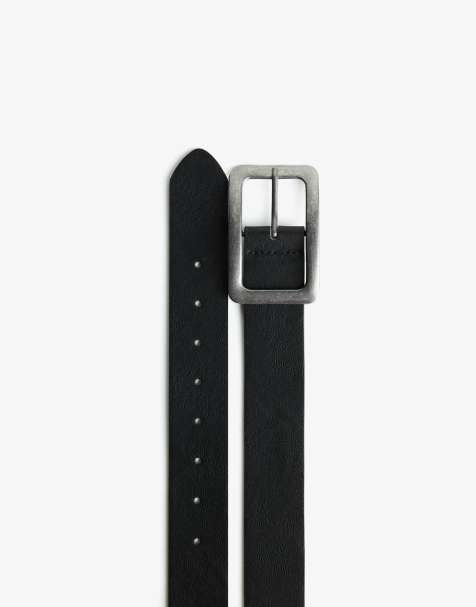 Bershka Belt with wide buckle in black - view 1