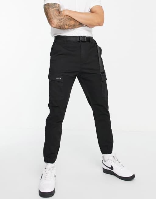 Bershka ripstop cargo pants in black