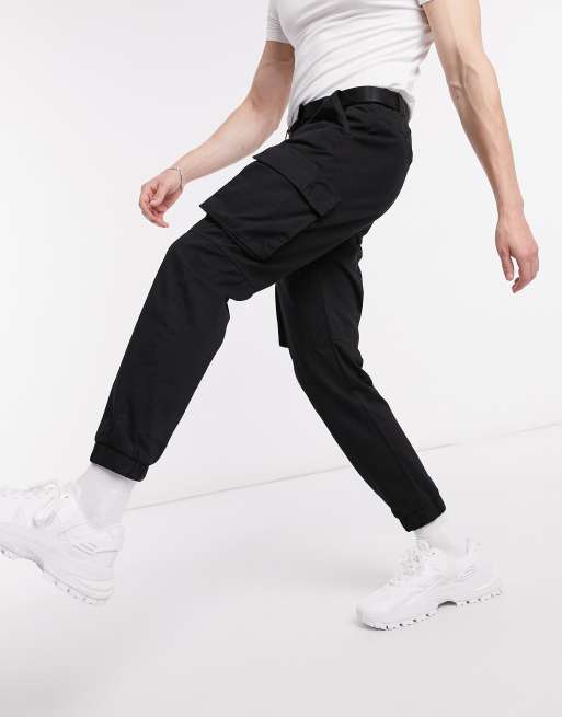 Belted Cargo Pants - Black