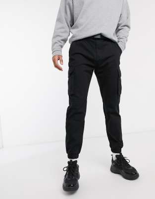 bershka black cargo trousers