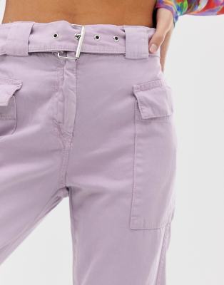 lilac cargo trousers