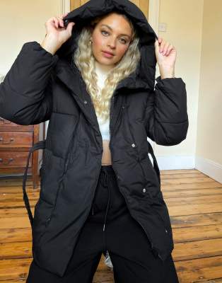 Puffer jacket with online hood bershka