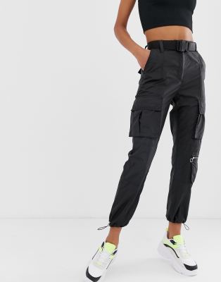 petite black utility trousers